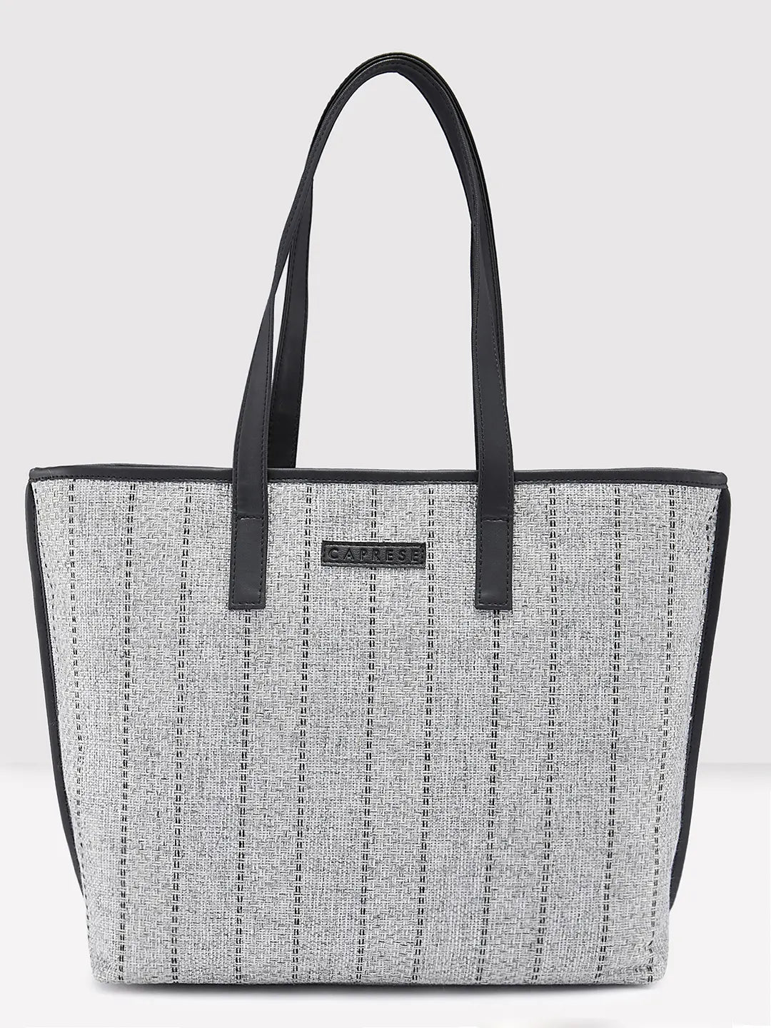 Ladies Tote Bag Foldable Design -Caprese Evana Tote Medium Striped Women'S Handbag Silver