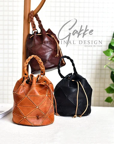 Ladies Bucket Bag Travel Style -Womens Leather Bucket Shoulder Bag Purse Vintage Split Joint Barrel Round Handbag Crossbody Purse for Women