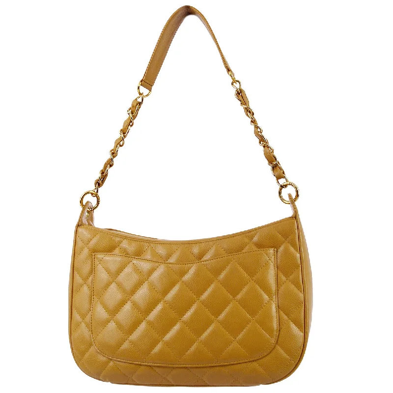 Ladies' dumpling bag intricate details -Chanel 2003-2004 Beige Caviar Hobo Bag