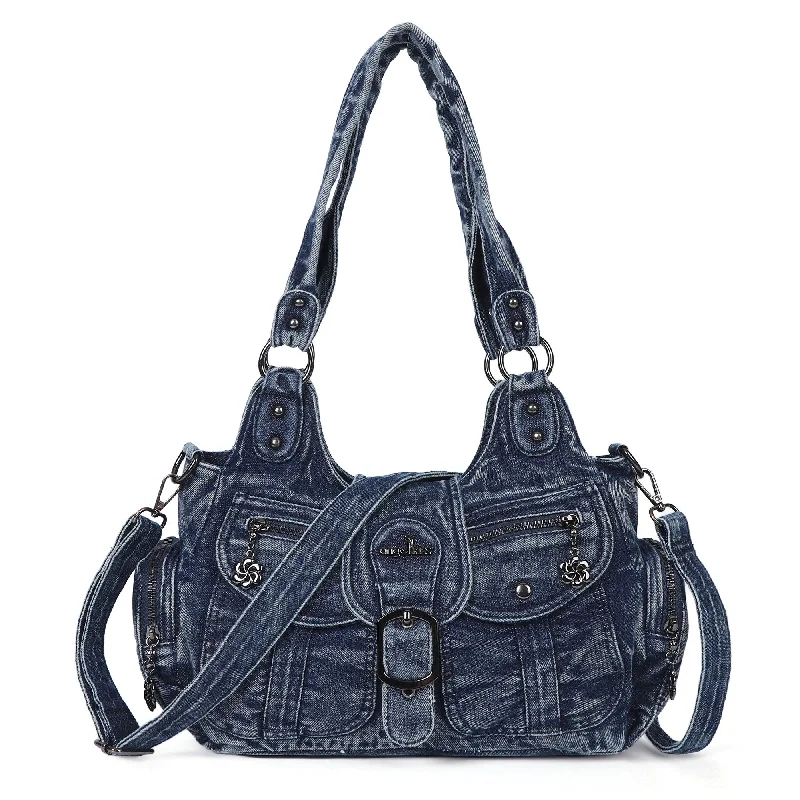 Ladies' dumpling bag must-own -Women's Vintage Denim Multi-compartment High Capacity Hobo Bag | Angel Kiss Bag