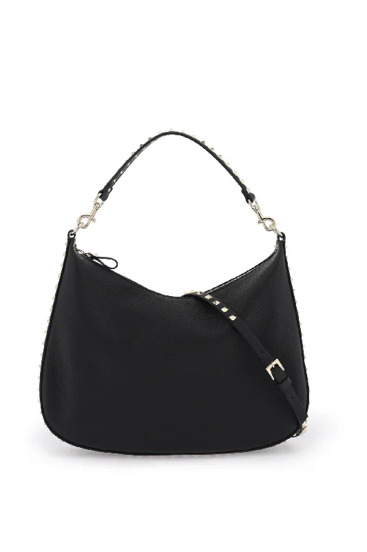 Ladies' dumpling bag artisan handmade -Valentino garavani grained leather 'rockstud' hobo bag