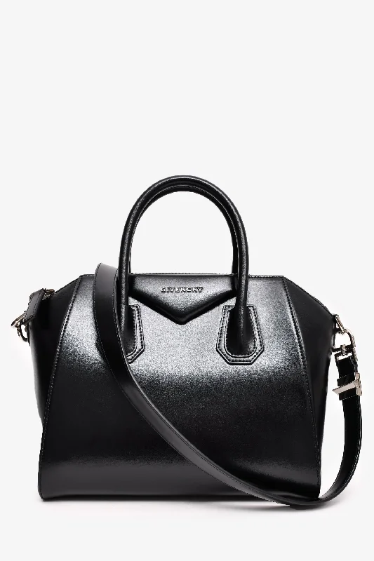 Ladies Handbag Retro Style -Givenchy Black Leather Small Antigona Top Handle With Strap