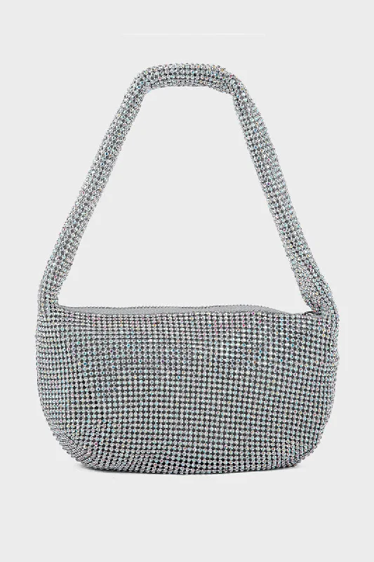 Ladies' dumpling bag stylish exterior -Hobo Hand Bags BH0037-Silver