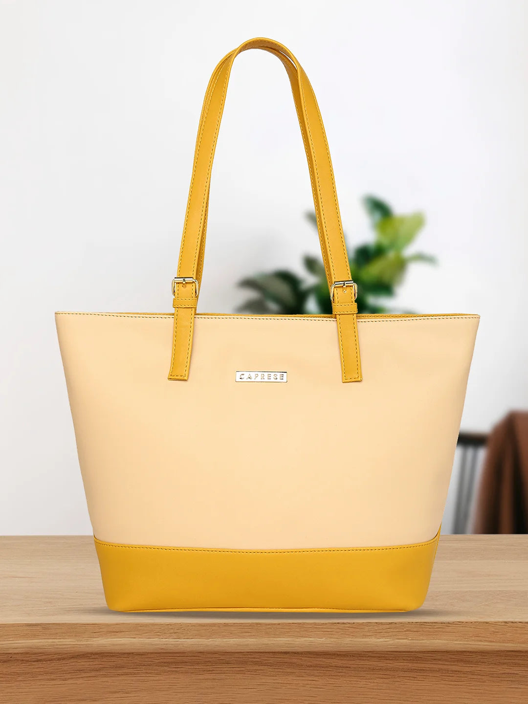 Ladies Tote Bag Lightweight Style -Caprese Brickly Tote Medium Mustard Handbag