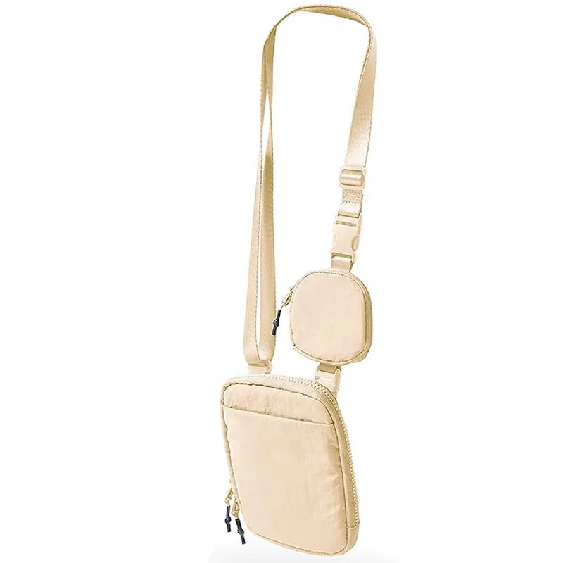 Ladies' crossbody bag price -Betsie's Nylon Phone and Earphone Vertical Sling Belt Bag - Khaki