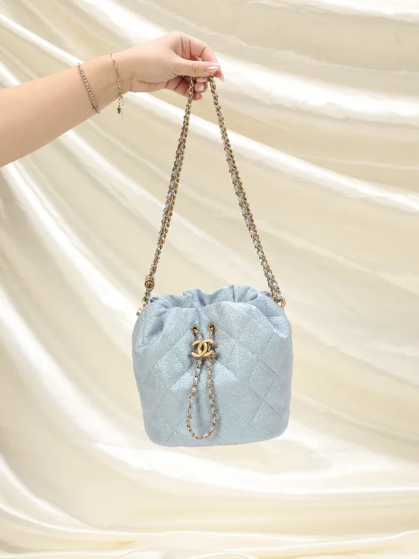 Ladies Bucket Bag Beach Leather -Chanel 2021 Iridescent Bucket Bag