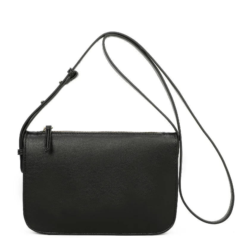 Ladies' crossbody bag holder -Poppy Biodegradable Vegan Leather Single Zip Crossbody - Black