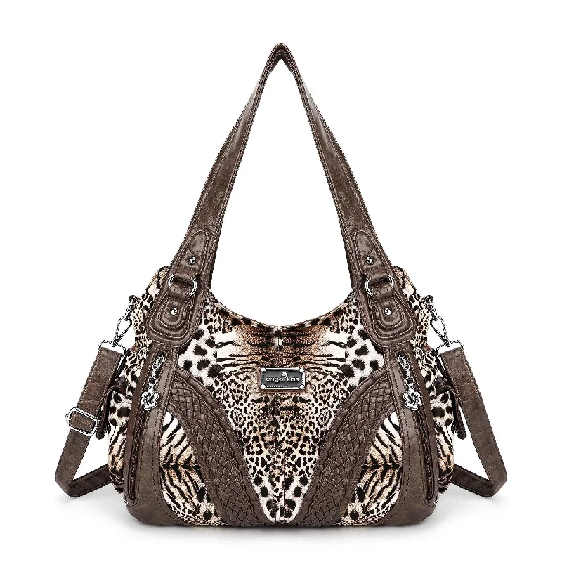 Ladies' dumpling bag key benefits -washed Leopard print Daily women Comfort hobo handbag