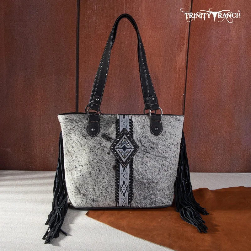 Ladies Handbag Luxury Leather -TR146G-8317 Trinity Ranch Hair On Cowhide Concealed Carry Tote