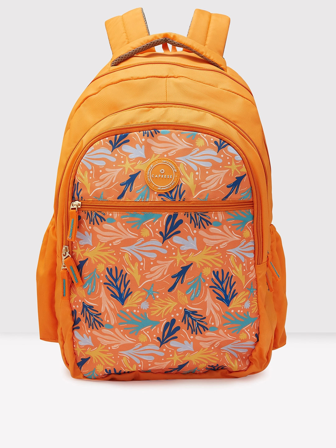 Caprese Xenia School Laptop Backpack Large Printed Orange