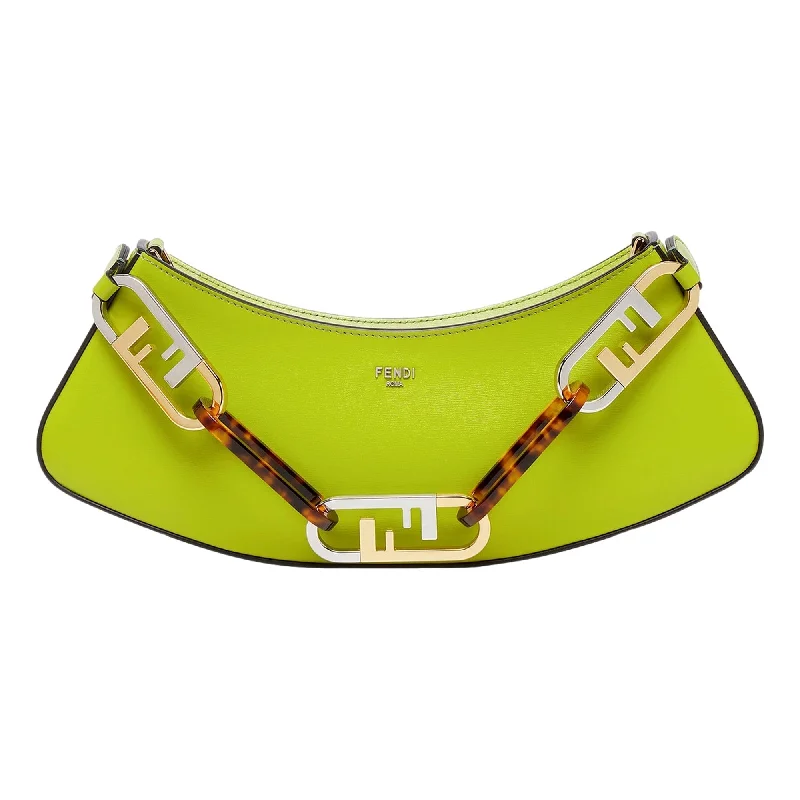 Ladies' dumpling bag initial monogram -Fendi O'Lock Swing Wasabi Green Calf Leather Small Hobo Shoulder Bag