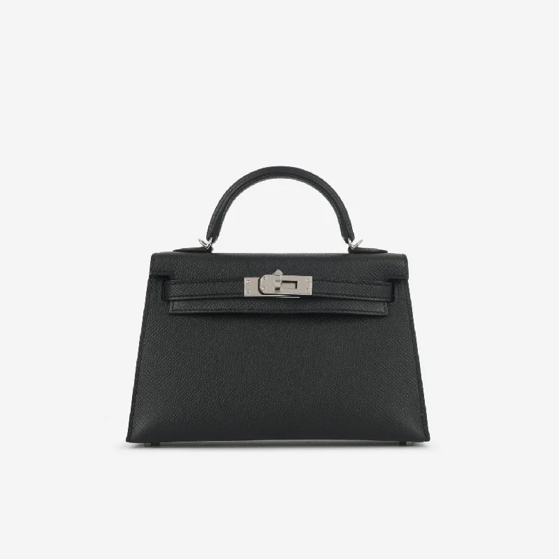 Ladies Handbag Multi Leather -Hermès Hermès Mini Kelly - Black Epsom Palladium