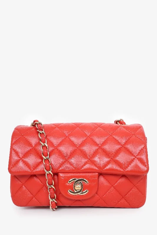 Ladies Handbag Eco-Friendly -Chanel™ 2017 Red Lambskin Mini Rectangle Flap Bag