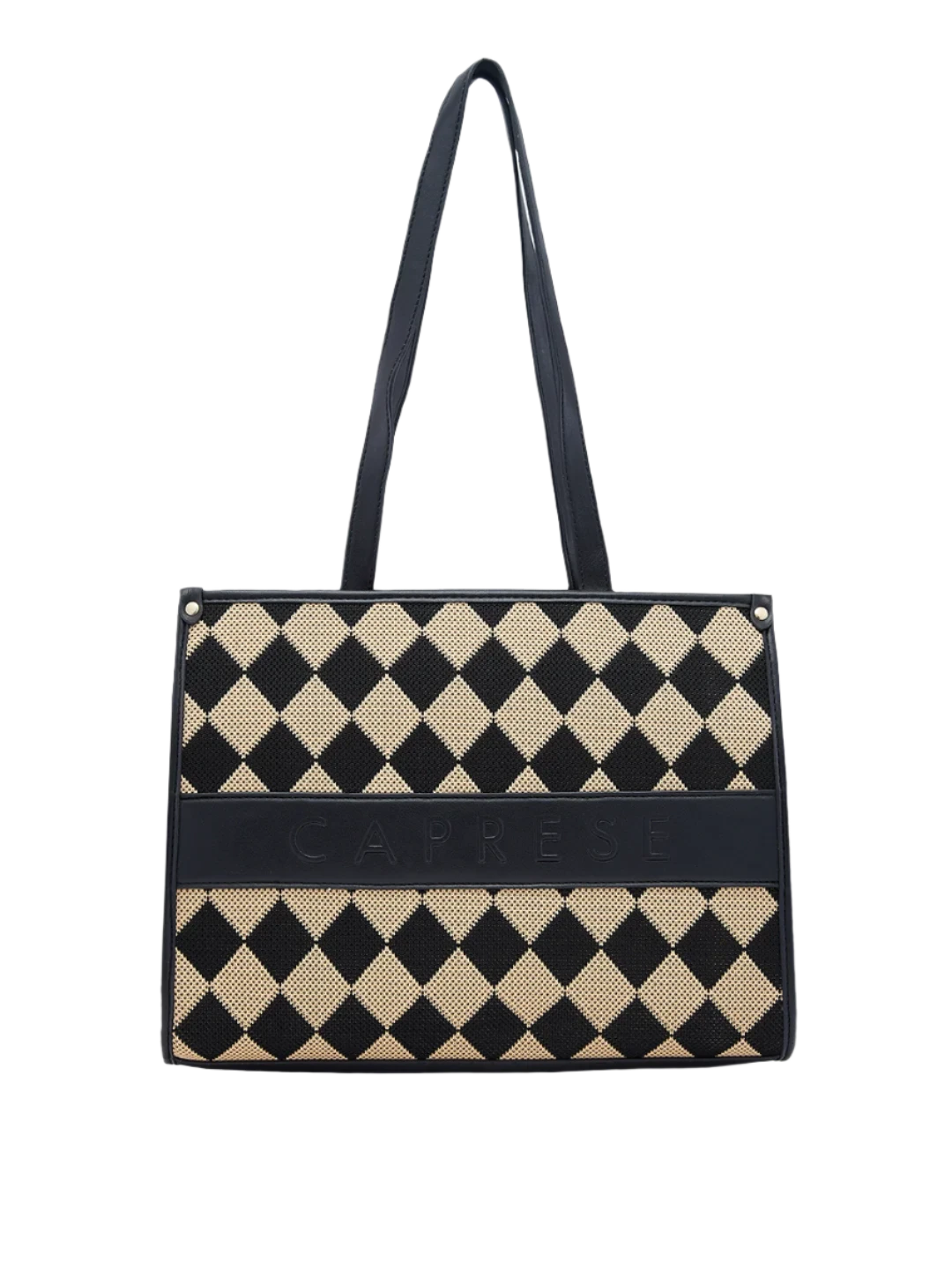 Ladies Tote Bag Work Style -Caprese Checker Tote Medium Black