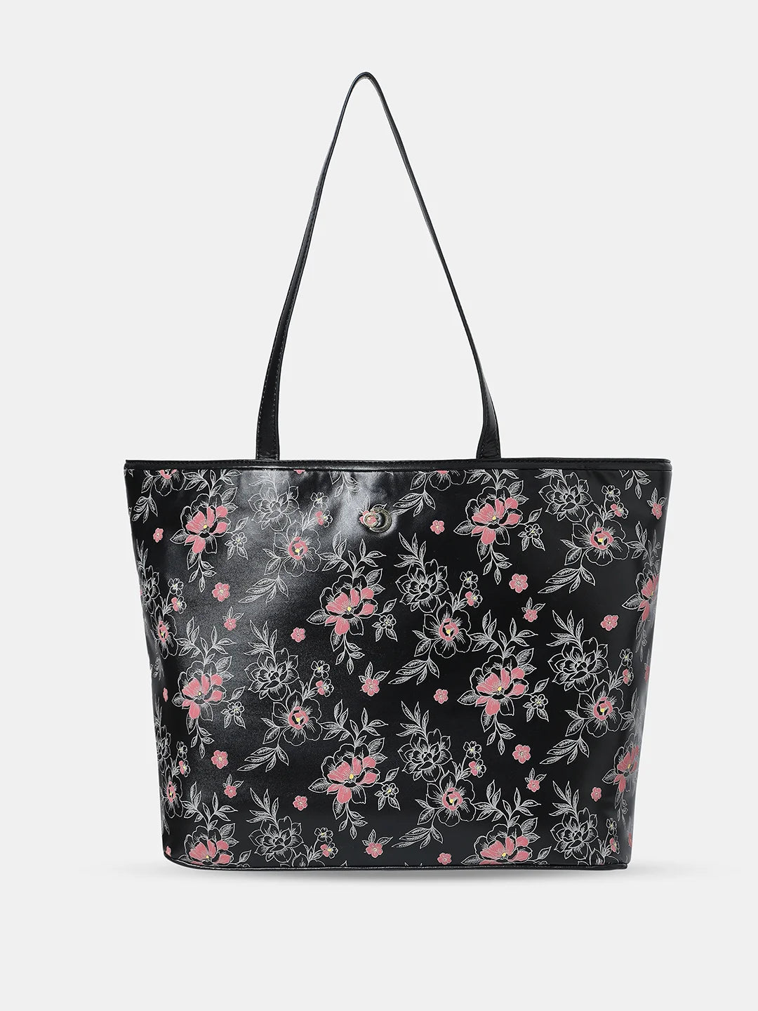 Ladies Tote Bag Durable Fabric -Caprese Snow Laptop Tote Large Printed Women'S Office Handbag Black