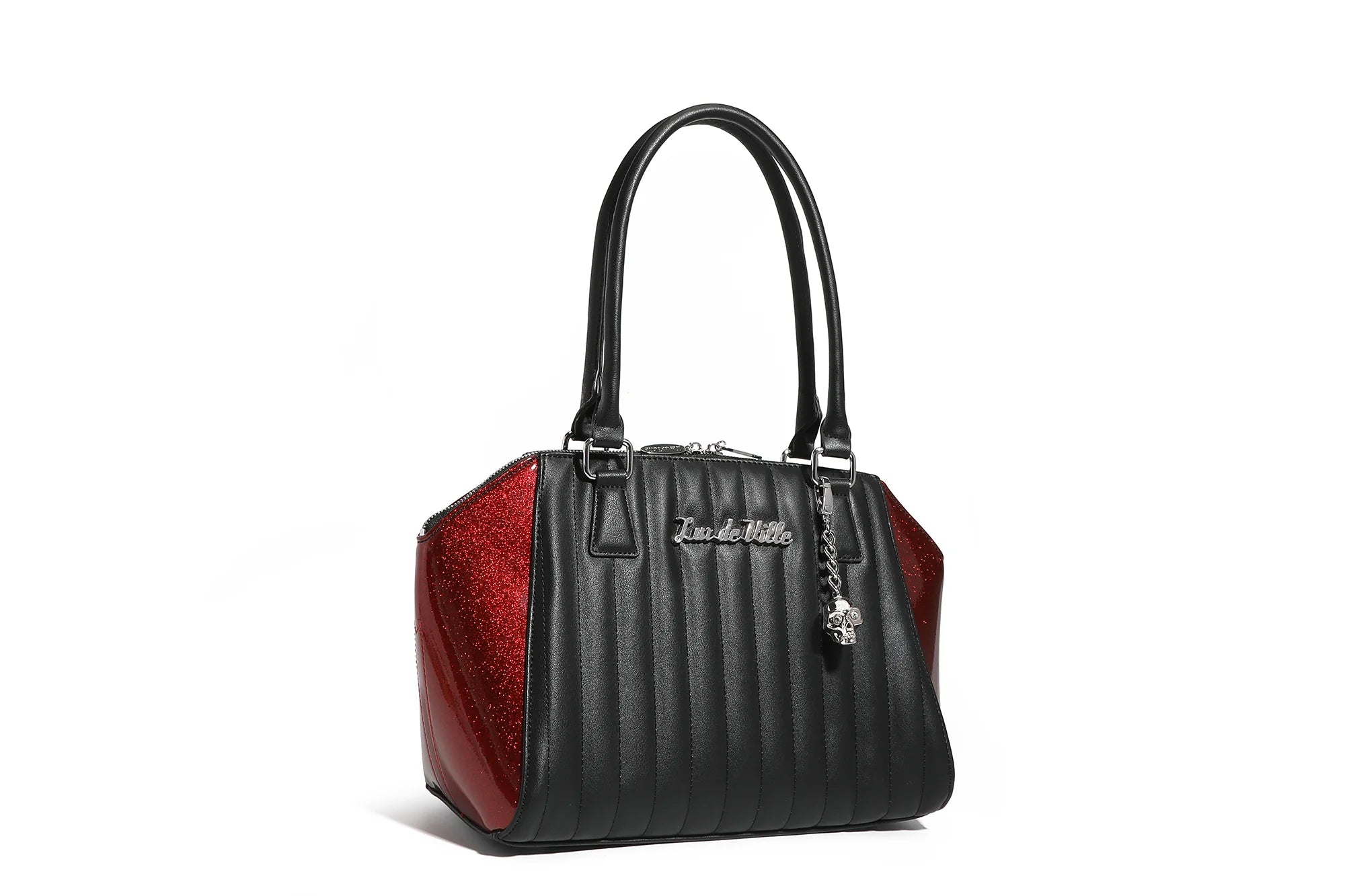 Ladies Tote Bag Simple Chic -Stella Tote Black & Red Rum Sparkle