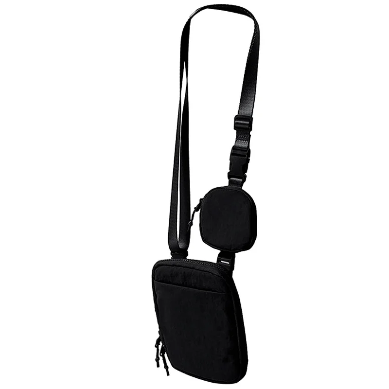 Ladies' crossbody bag collectible -Betsie's Nylon Phone and Earphone Vertical Sling Belt Bag - Black