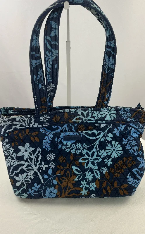 Ladies Tote Bag Soft Leather -Vera Bradley Women's Blue Brown Java Floral Tote Handbag Match Crossbody Purse