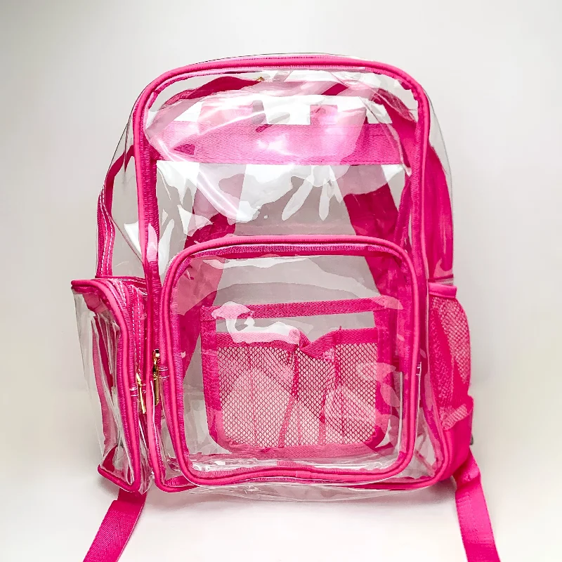 Clear Backpack in Fuchsia Pink