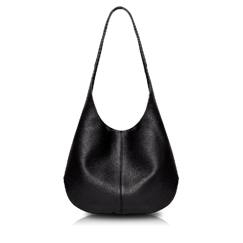 Ladies' dumpling bag mini charm -Luna Hobo Bag - Dark Black