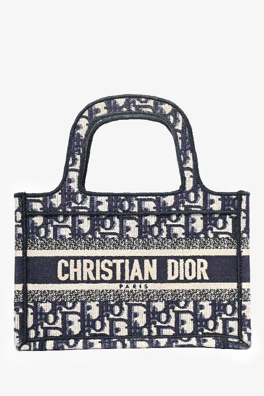 Ladies Handbag Luxury Canvas -Christian Dior 2020 Blue Oblique Mini Book Tote