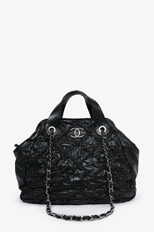 Ladies Handbag Urban Chic -Pre-Loved Chanel™ 2011-12 Black Leather Ultra Stitch Large Bowling Bag