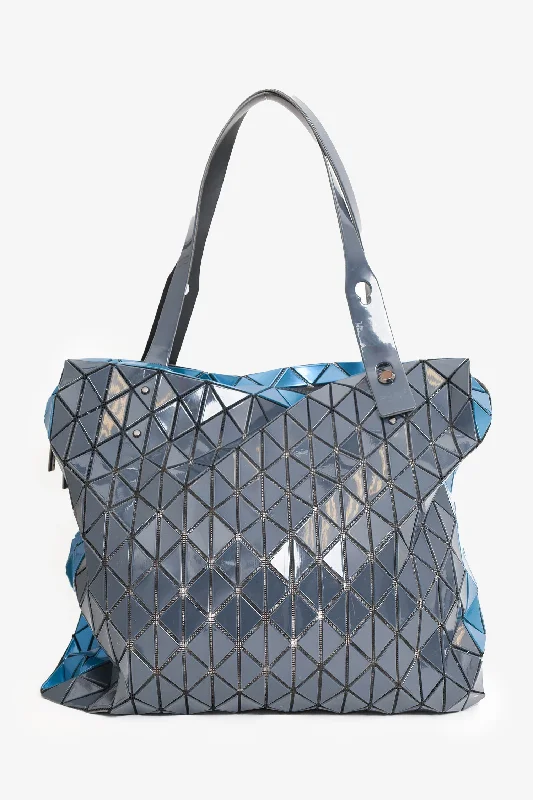 Ladies Handbag Retro Leather -Bao Bao Issey Mikyake Grey/Blue Prism Zip Tote