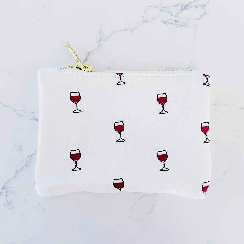 Ladies' wallet monogram -Coin Purse - Red Wine Glasses