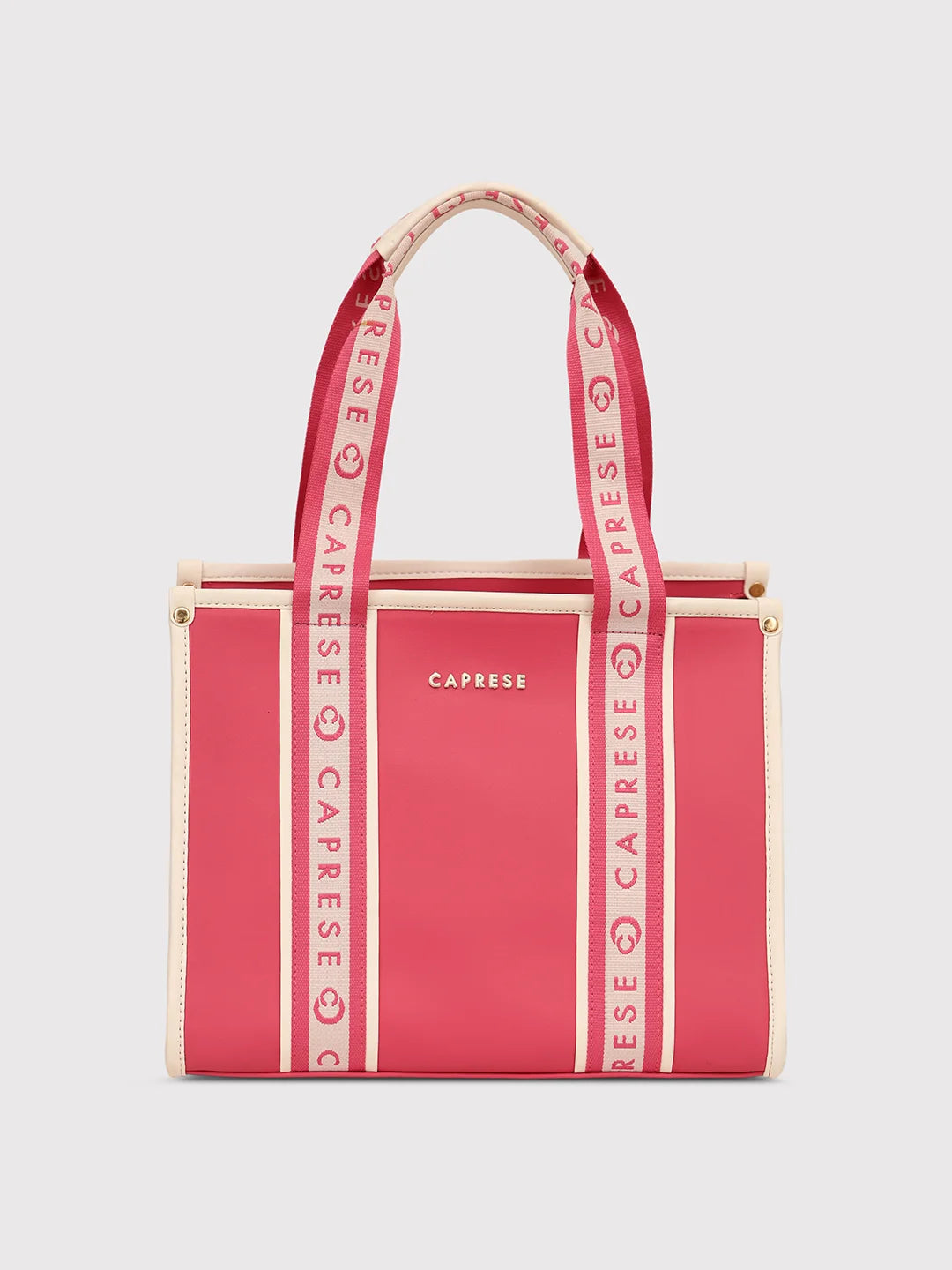 Ladies Tote Bag Durable Stitching -Caprese Trinity Tote Medium Solid Women'S Office Handbag Fuchsia