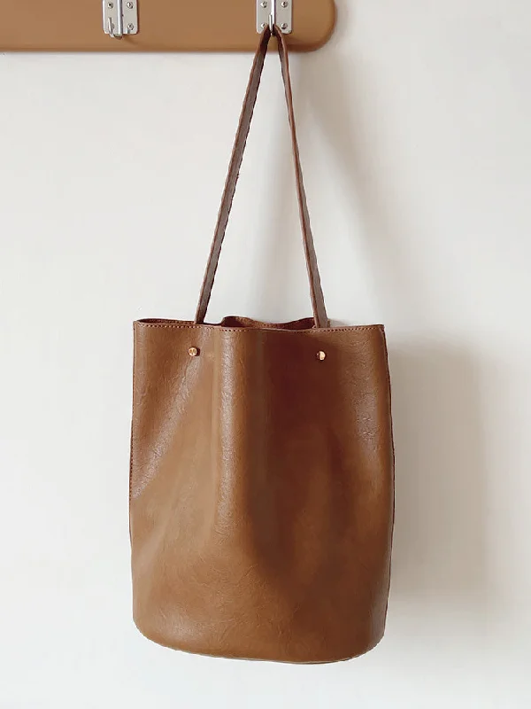 Ladies Bucket Bag Simple Style -Elena Handbags Chic Leather Bucket Bag