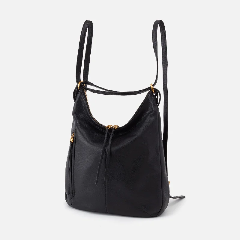 Merrin Convertible Backpack In Pebbled Leather - Black