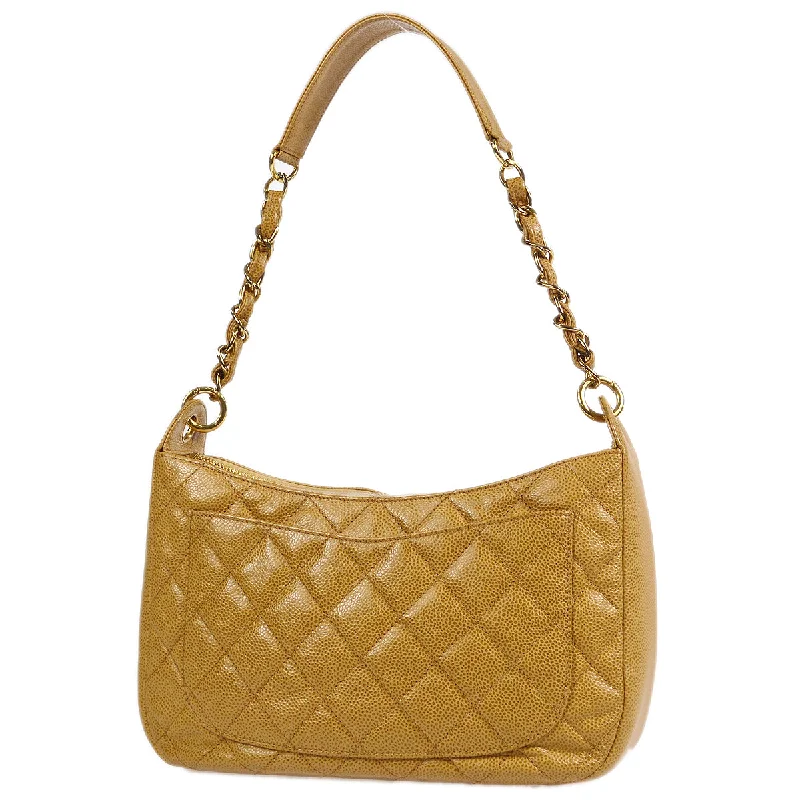 Ladies' dumpling bag removable strap -Chanel 2003-2004 Hobo Bag Beige Caviar