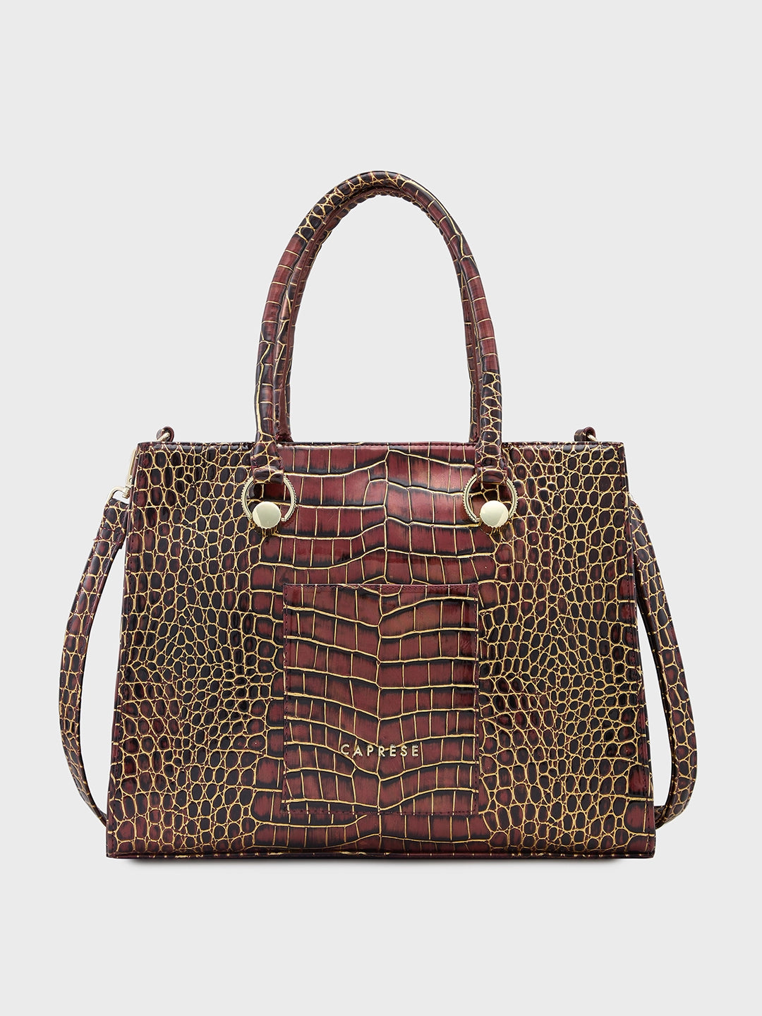 Ladies Tote Bag Oversized Model -Caprese Miranda Tote Medium Croco Womens Office Handbag Burgundy