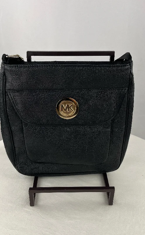 Ladies' wallet quality -Michael Kors Women's Black Leather Logo Messenger Crossbody Purse