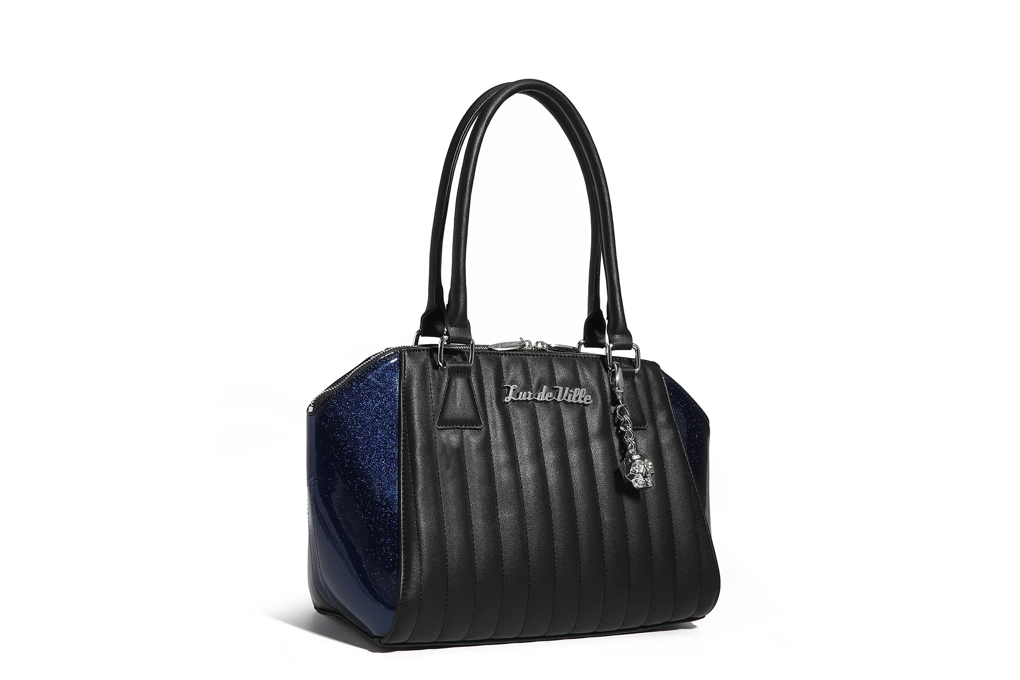 Ladies Tote Bag Multi Canvas -Stella Tote Black & Blue Sparkle