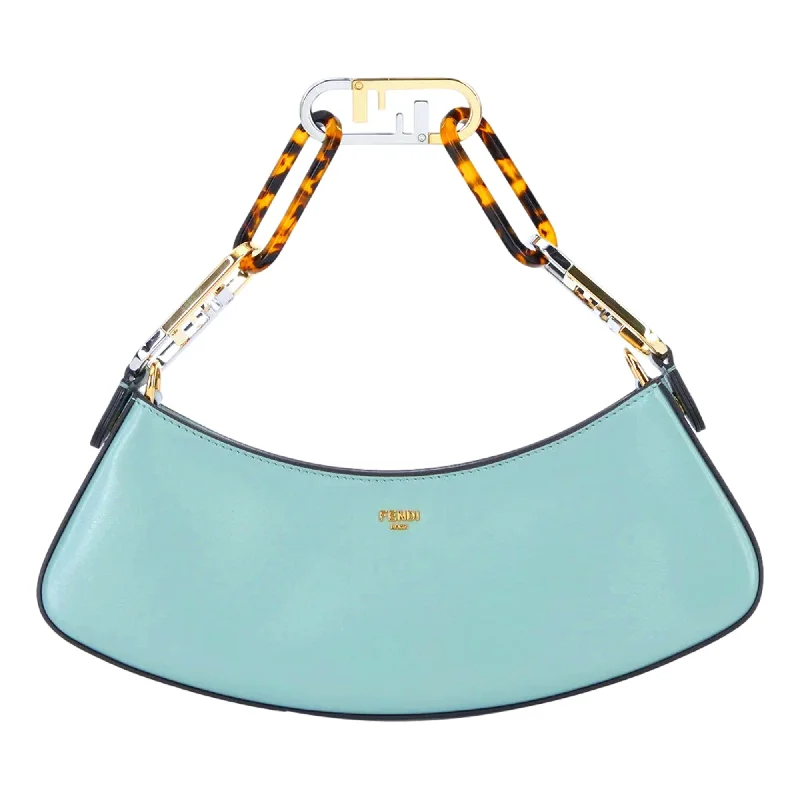 Ladies' dumpling bag XL option -Fendi O'Lock Swing Tiffany Blue Calf Leather Small Hobo Shoulder Bag