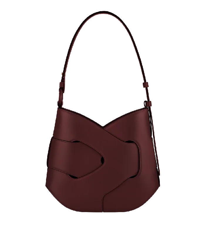 Ladies' dumpling bag fully adjustable -Nodde Hobo - Smooth Black Cherry