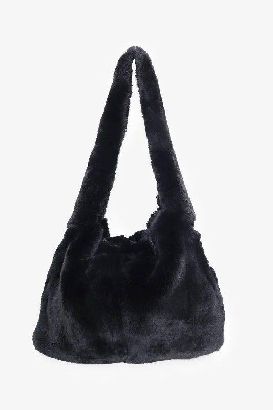 Ladies Handbag Urban Chic -Miu Miu Black Fur Shoulder Bag