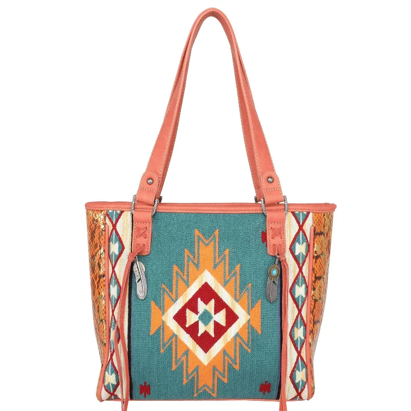 Ladies Handbag Soft Style -MW1106G-8317 Montana West Aztec Tapestry Concealed Carry Tote