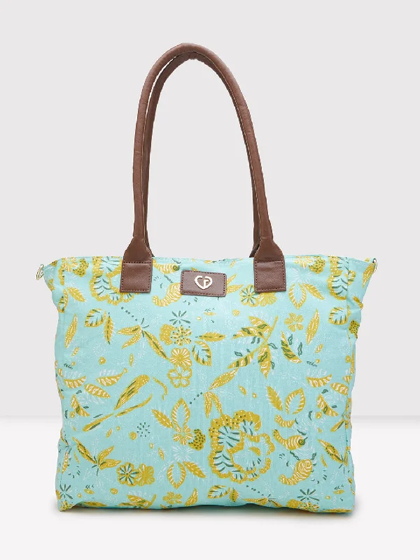 Ladies Tote Bag Waterproof Fabric -Caprese Hazel Tote Large Aqua