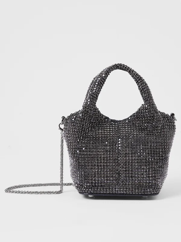 Ladies Bucket Bag Neutral Tones -Diamante Bucket Bag